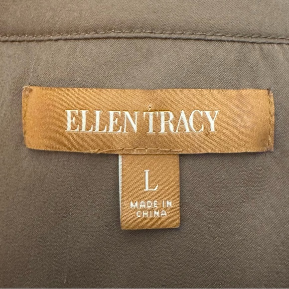 Eileen Tracy Blouse Gray V-Neck Long Sleeve/Roll Tab Sleeve Top Size L - Picture 5 of 8